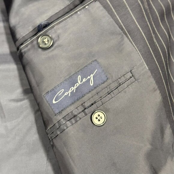 Coppley Suit 2pc Pinstripe 3btn Navy Blue 100% Wool 42T 38x33 - Picture 7 of 12